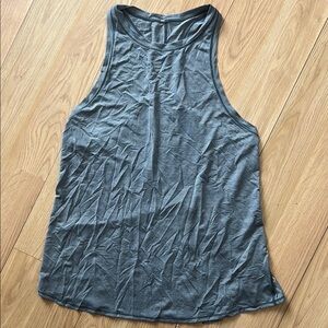 Lululemon blue tie back silver fabric workout tank